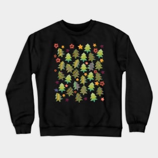 Christmas trees and stars in green Crewneck Sweatshirt